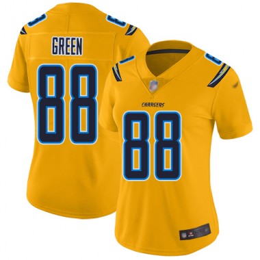 Los Angeles Chargers NFL Football Virgil Green Gold Jersey Women Limited #88 Inverted Legend